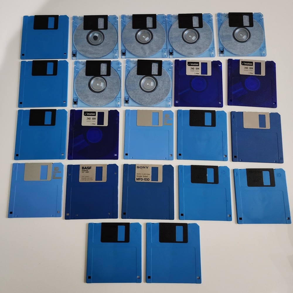Floppy Disk Diskette Lot 22 Blue Used New‎ For Art Crafts Design Makers DIY Disc